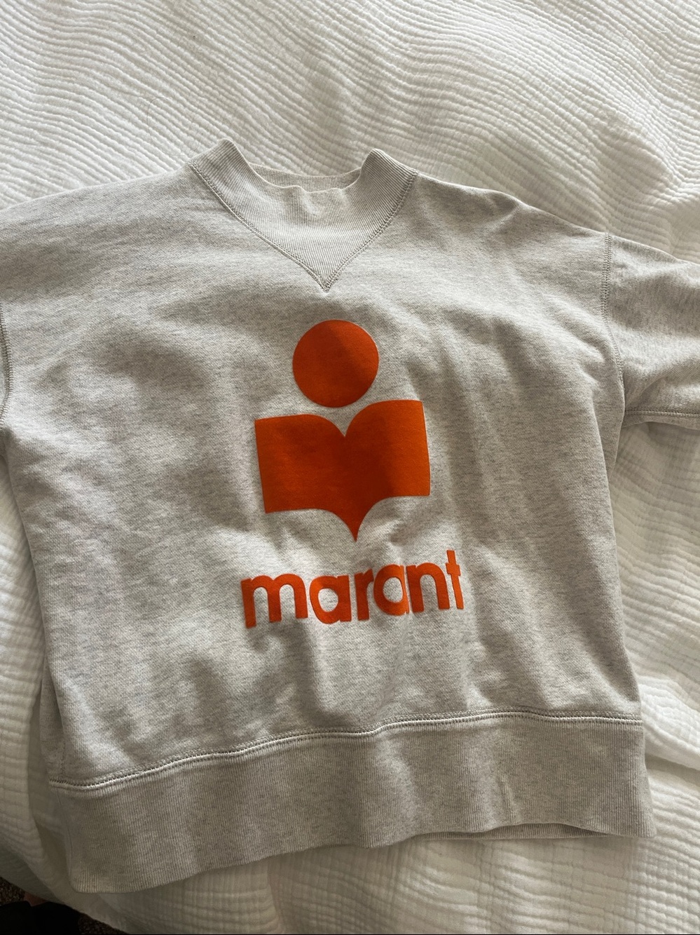 $430 ISABEL MARANT ÉTOILE Moby Flocked-Logo Cotton-Blend Sweatshirt in size 36/S